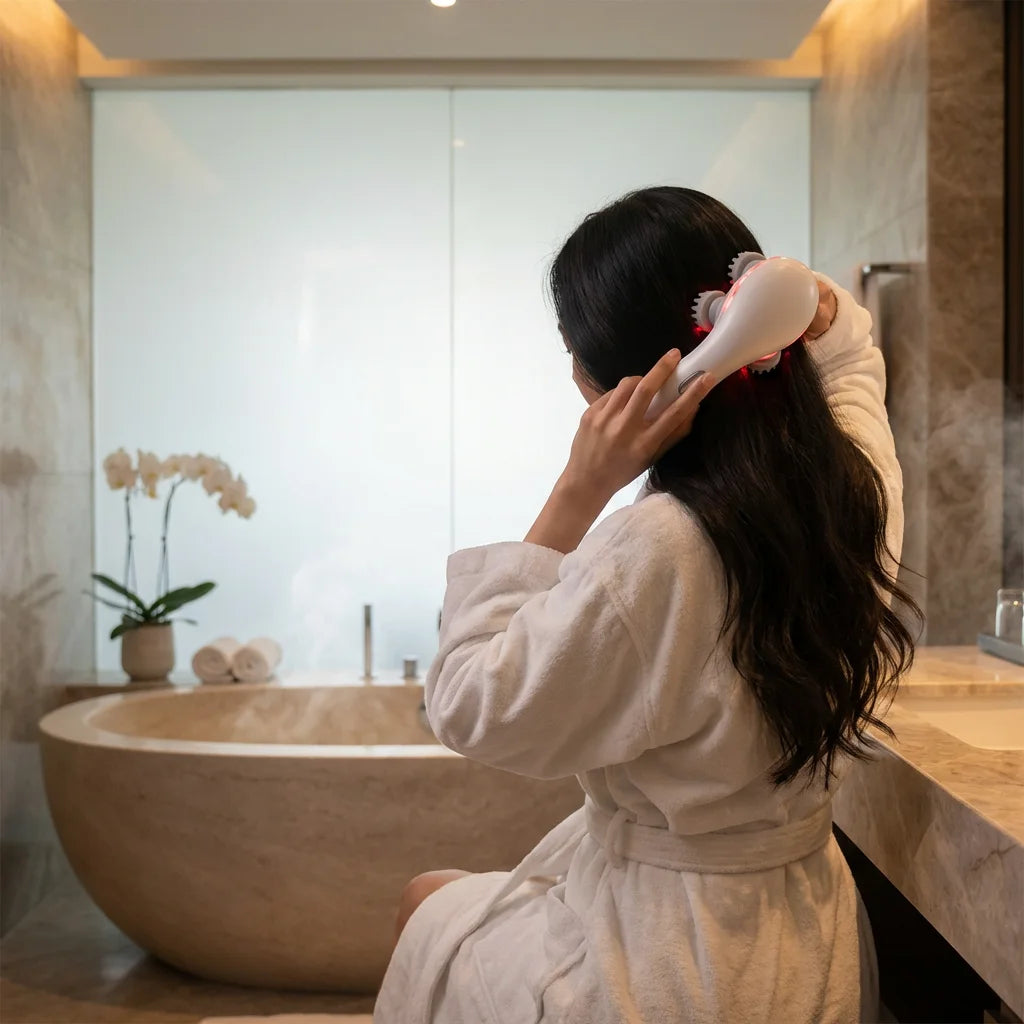 Lumina™ 4-in-1 Red Light Head Massager — Smart Hot Compress & Scalp Therapy